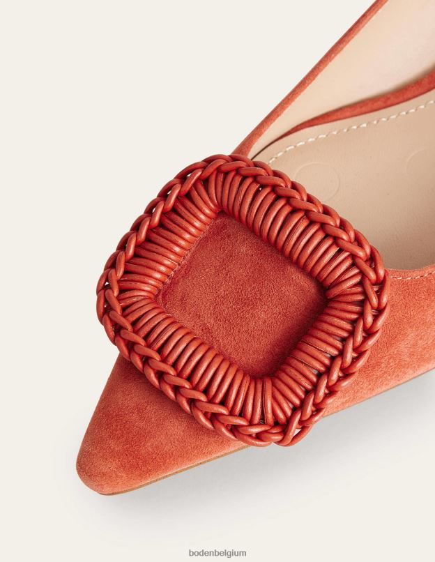 femmes Boden daim tomate ballerines pointues chaussure Z42D02608