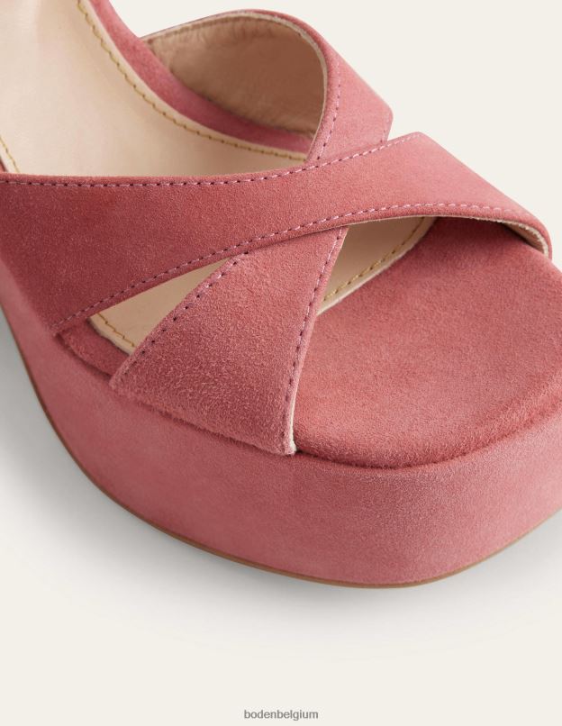 femmes Boden daim blush chaussures compensées à brides croisées chaussure Z42D0726