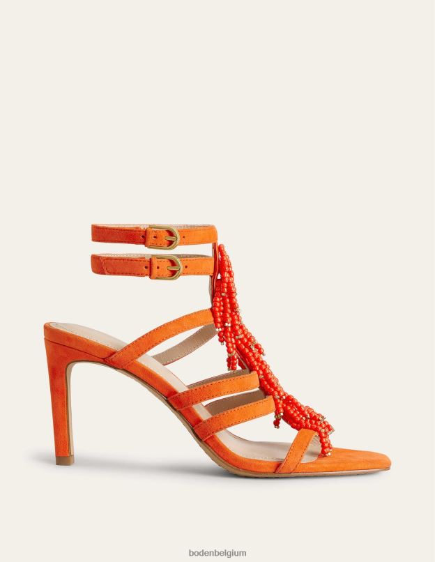 femmes Boden Orange sanguine sandales à talons perlées chaussure Z42D0710