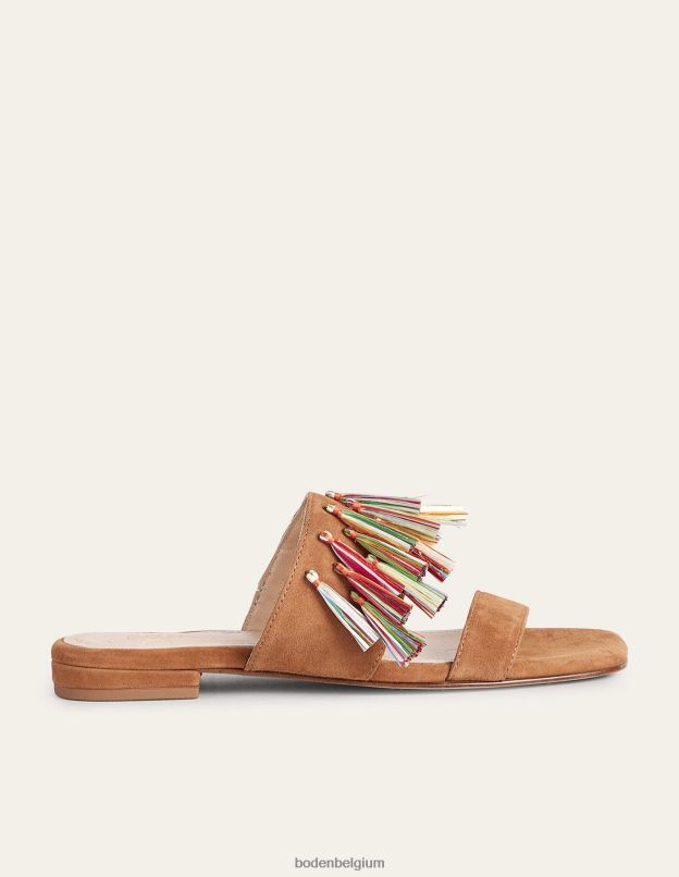 femmes Boden biscuit au gingembre sandales en daim à pampilles chaussure Z42D02339