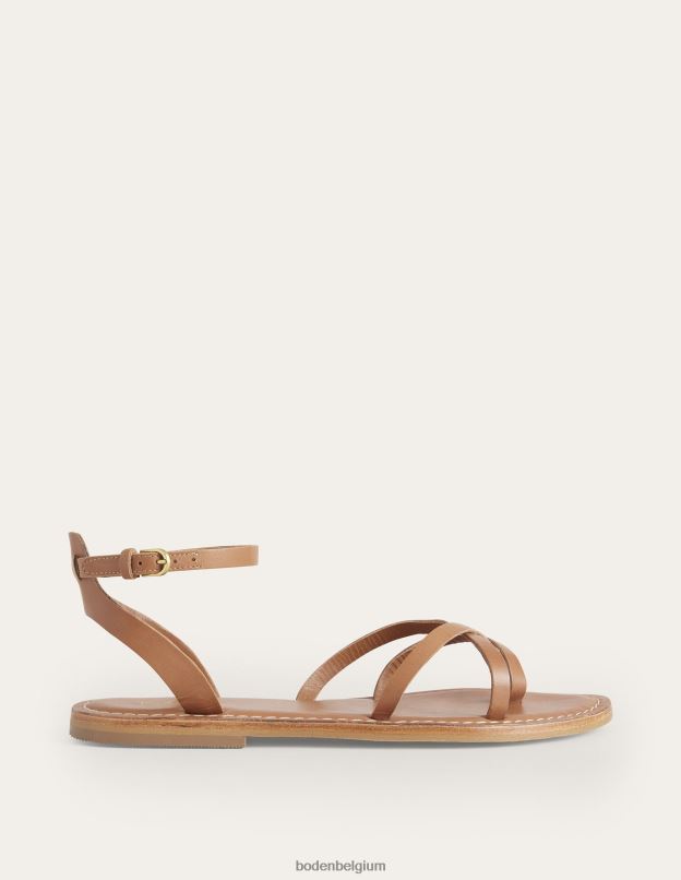 femmes Boden cuir beige sandale plate facile chaussure Z42D02382