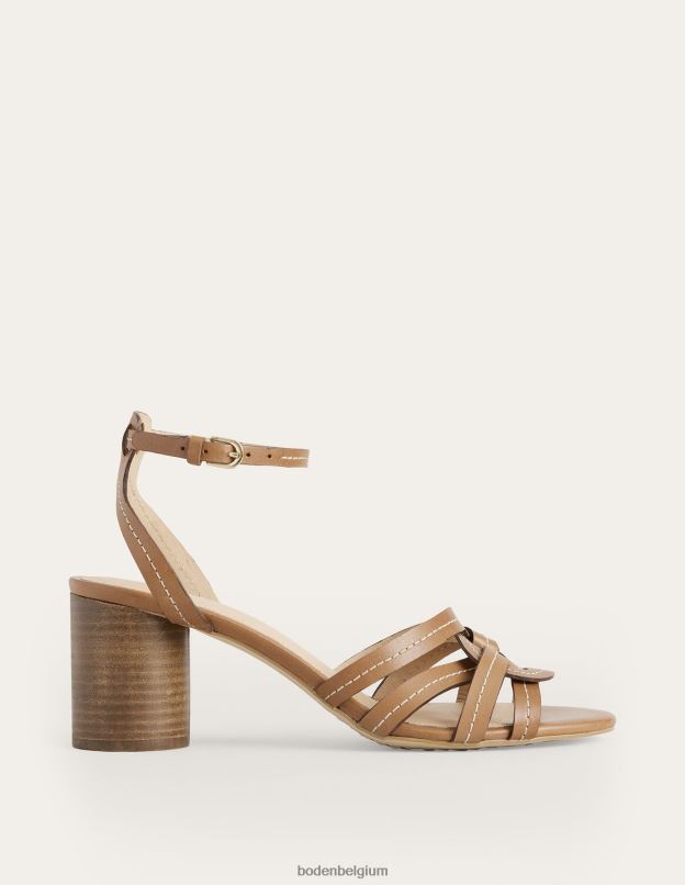 femmes Boden cuir beige sandales à talons à brides multiples chaussure Z42D02602