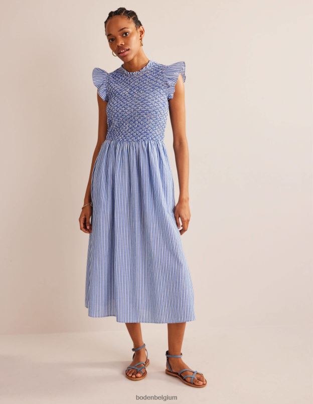 femmes Boden daim bleu caporal sandale plate facile chaussure Z42D02320