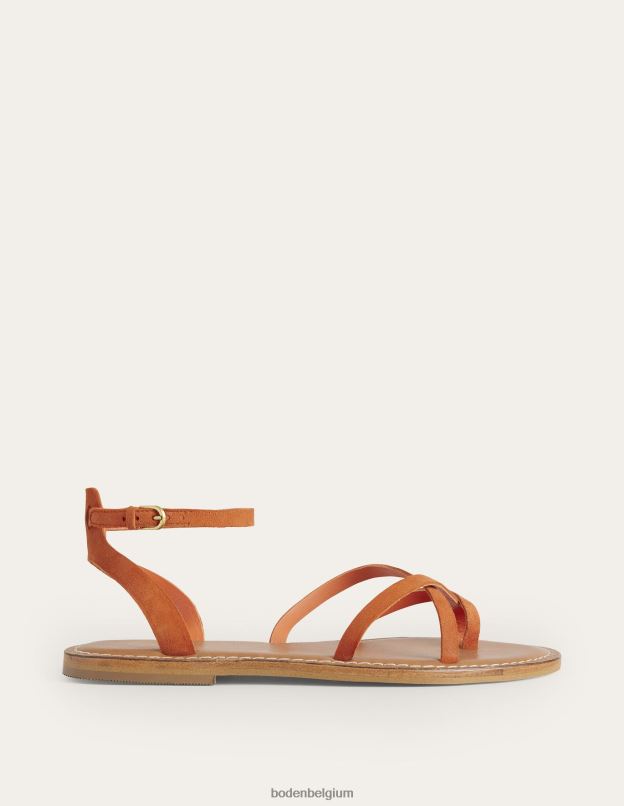 femmes Boden daim rouge vermillon sandale plate facile chaussure Z42D02326