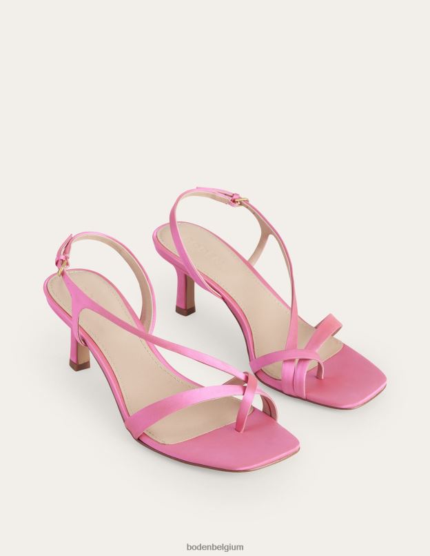 femmes Boden festival rose sandales à talons bas en satin chaussure Z42D0709