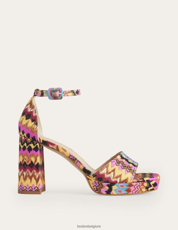 femmes Boden ikat multicolore et texturé sandales à talons et plateforme chaussure Z42D02298
