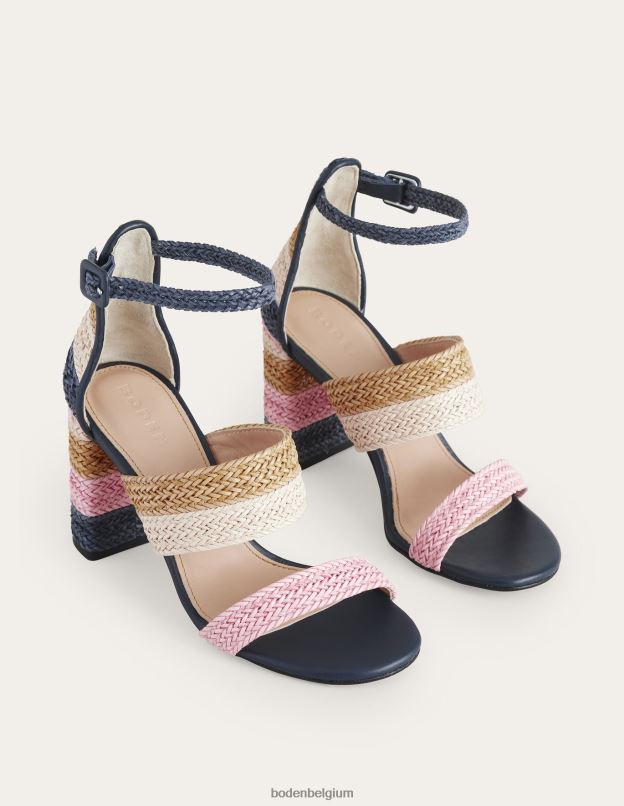 femmes Boden multi sandales à talons à rayures tressées chaussure Z42D0712