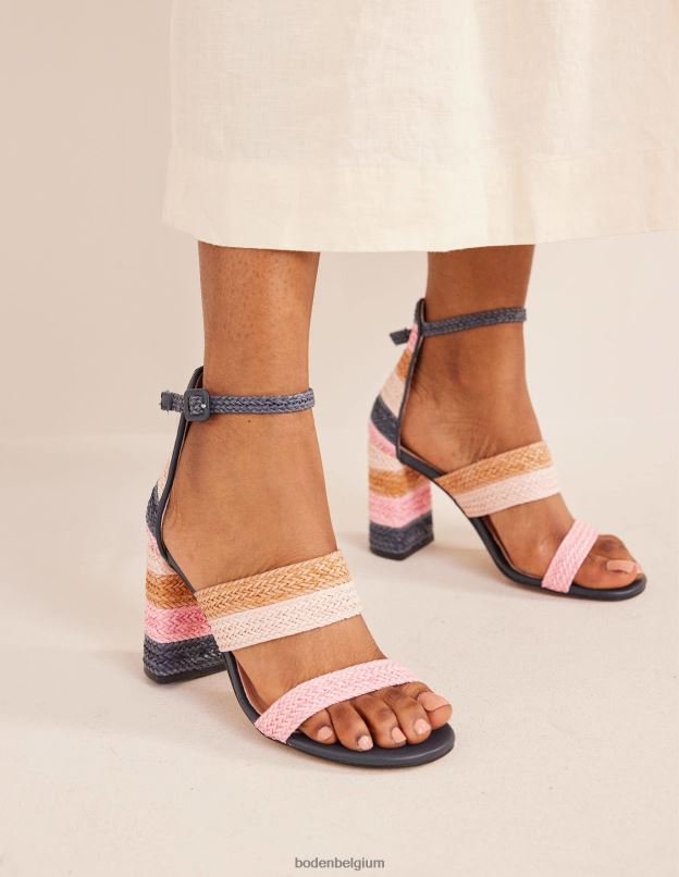 femmes Boden multi sandales à talons à rayures tressées chaussure Z42D0712