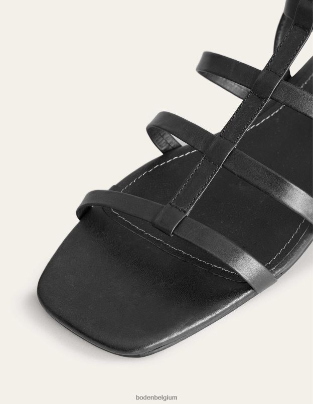 femmes Boden noir sandales spartiates en cuir chaussure Z42D0701