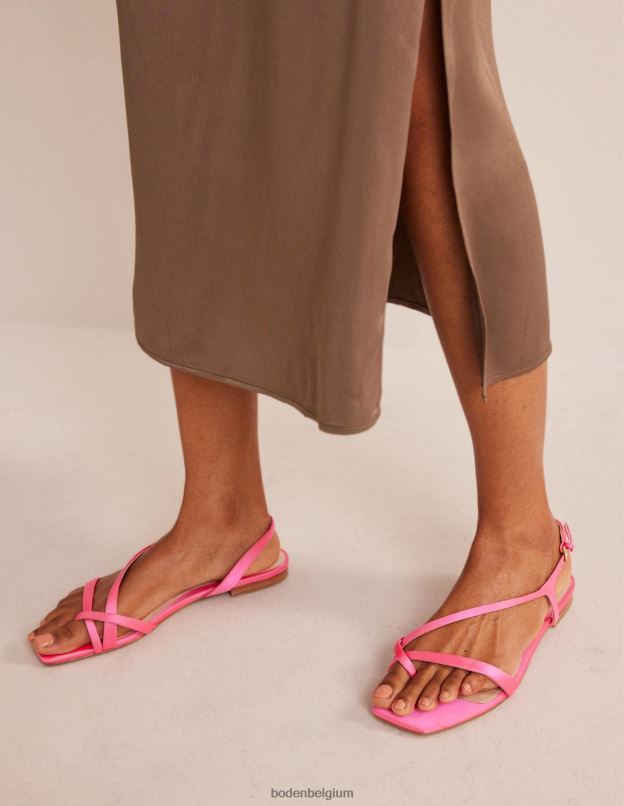 femmes Boden satin rose festival sandales plates en satin à brides d'orteil chaussure Z42D0700