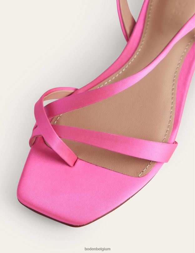 femmes Boden satin rose festival sandales plates en satin à brides d'orteil chaussure Z42D0700