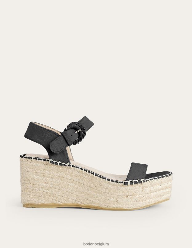 femmes Boden Suède noir espadrilles compensées chaussure Z42D02346
