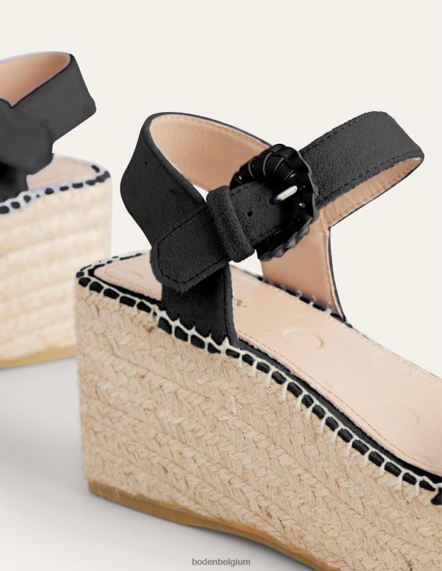 femmes Boden Suède noir espadrilles compensées chaussure Z42D02346