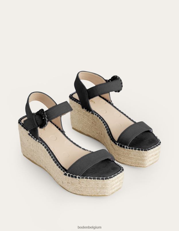 femmes Boden Suède noir espadrilles compensées chaussure Z42D02346