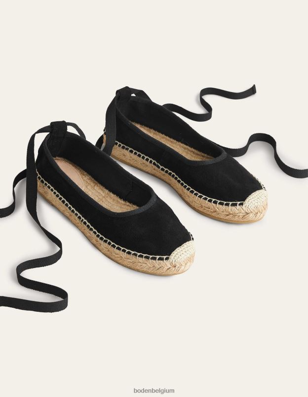 femmes Boden Suède noir espadrilles à nouer à la cheville chaussure Z42D02374