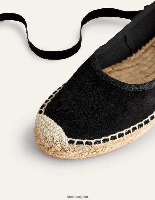 femmes Boden Suède noir espadrilles à nouer à la cheville chaussure Z42D02374