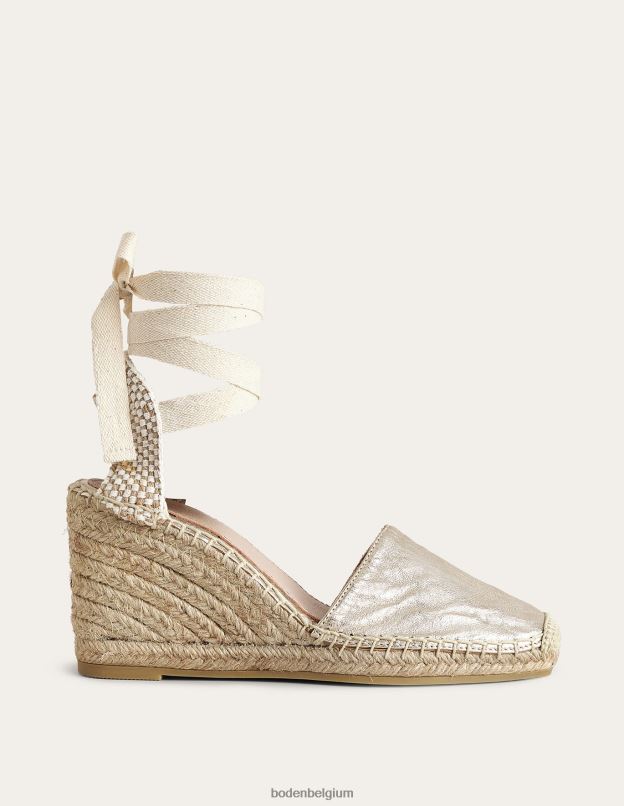 femmes Boden cuir métallisé doré espadrilles compensées esme chaussure Z42D0716