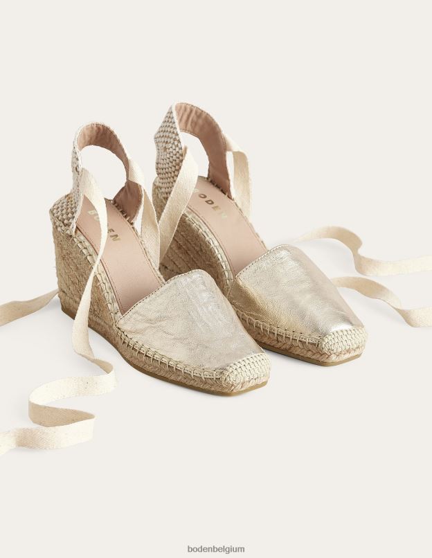 femmes Boden cuir métallisé doré espadrilles compensées esme chaussure Z42D0716