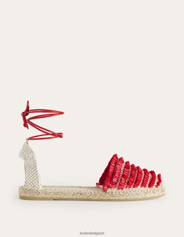 femmes Boden rouge vermillon espadrilles plates à franges chaussure Z42D0719