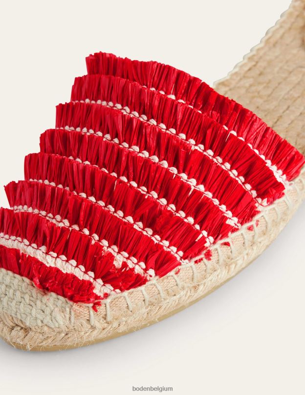 femmes Boden rouge vermillon espadrilles plates à franges chaussure Z42D0719