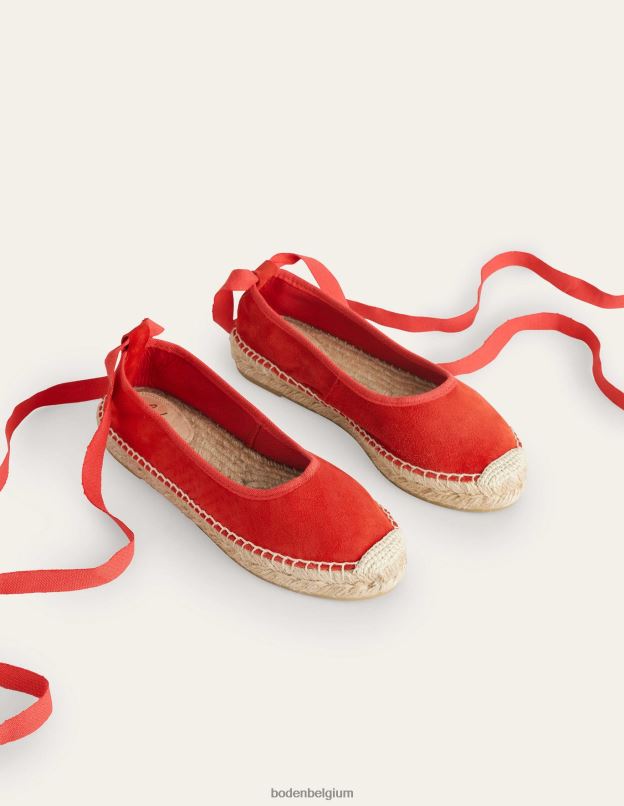 femmes Boden vermillon espadrilles à nouer à la cheville chaussure Z42D02301