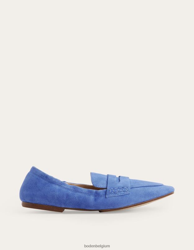femmes Boden cuir grainé bleu azur mocassins à semelle souple chaussure Z42D02373
