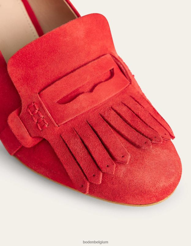 femmes Boden daim de chevreau tomate mocassins à talons avec détail ghillie chaussure Z42D02304