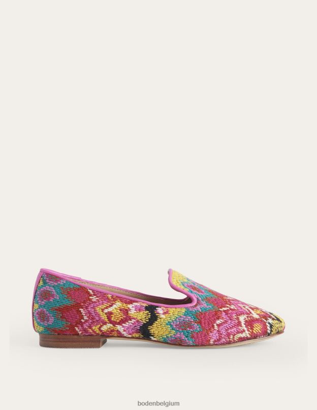 femmes Boden ikat multicolore et texturé mocassins à broderies tapisserie chaussure Z42D02316
