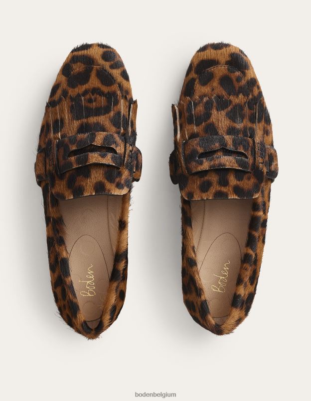 femmes Boden poil de poney léopard mocassins à détails penny chaussure Z42D02324