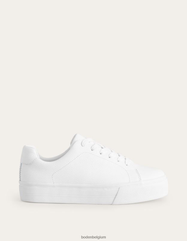 femmes Boden cuir foulonné blanc baskets à plateforme chaussure Z42D0686