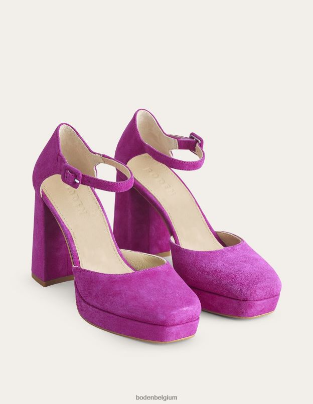 femmes Boden daim violet rose foncé plateformes à talons fermés chaussure Z42D02319