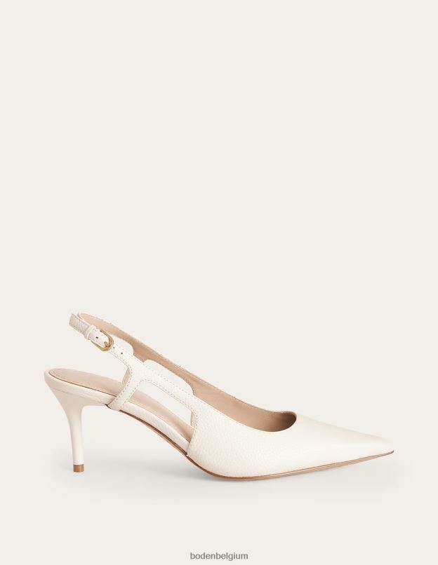 femmes Boden cuir foulonné blanc cassé talons à bride arrière découpés chaussure Z42D0723