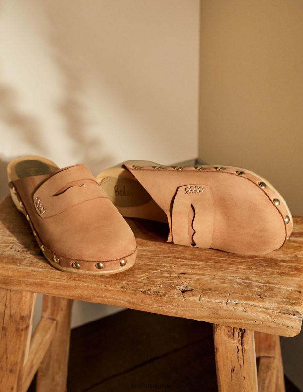 femmes Boden bronzer sabots à talons en cuir chaussure Z42D02370