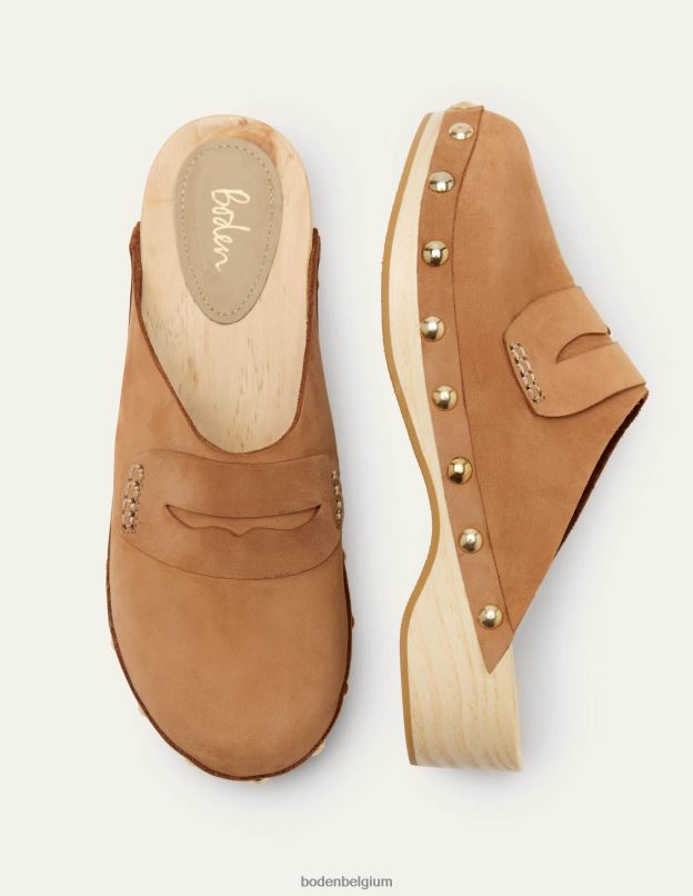 femmes Boden bronzer sabots à talons en cuir chaussure Z42D02370