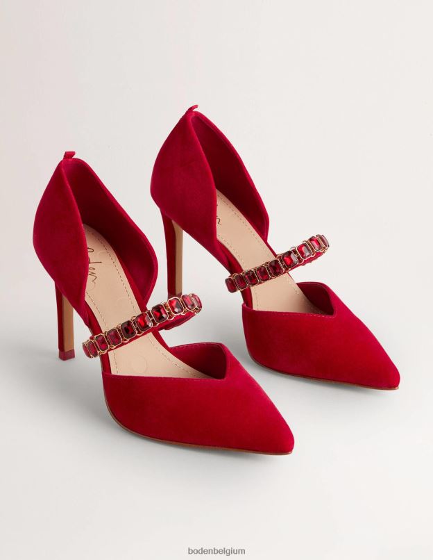 femmes Boden poinsettia escarpins à talons avec bride en cristal rouge chaussure Z42D02384