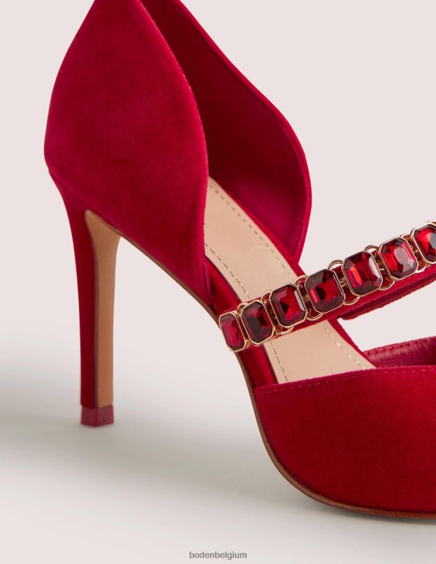 femmes Boden poinsettia escarpins à talons avec bride en cristal rouge chaussure Z42D02384