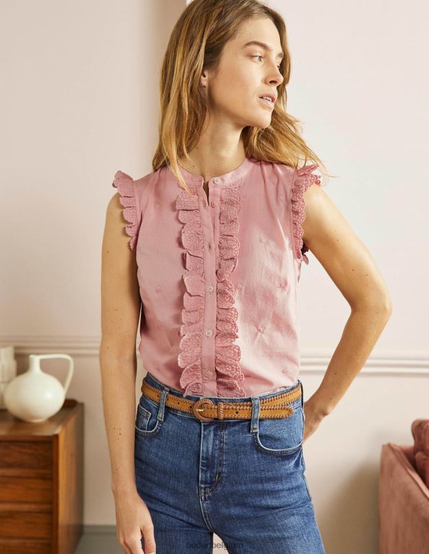 femmes Boden Milk-shake chemise brodée sans manches vêtements Z42D02424