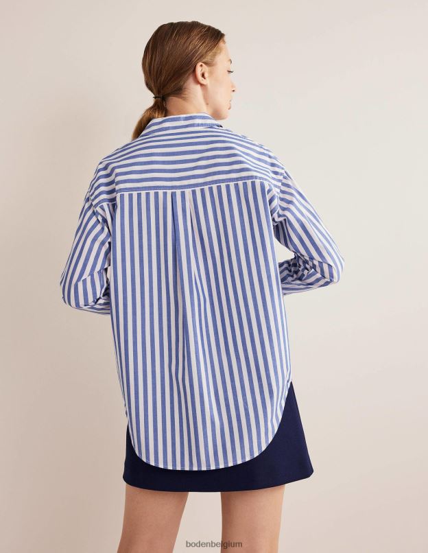 femmes Boden bande de cobalt chemise oversize en coton vêtements Z42D01084