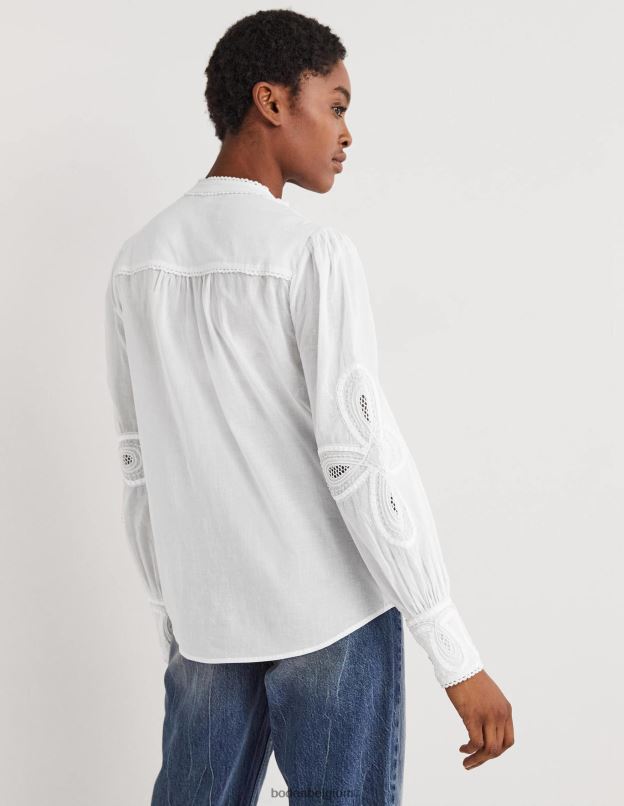 femmes Boden blanc chemise brodée vêtements Z42D01782