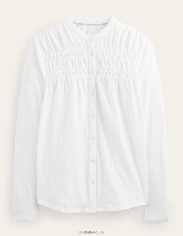 femmes Boden blanc chemise à empiècement froncé vêtements Z42D01920