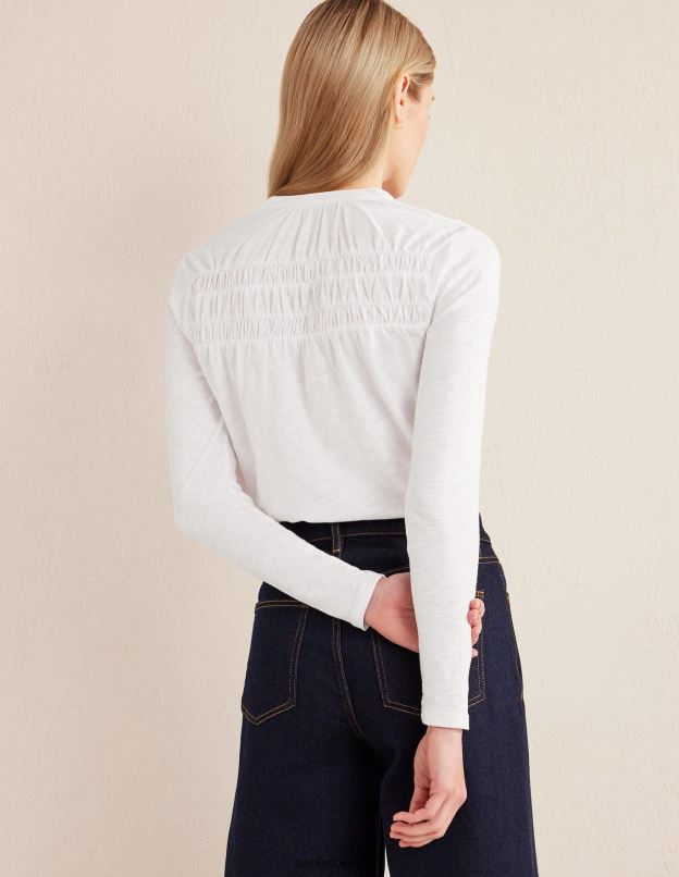 femmes Boden blanc chemise à empiècement froncé vêtements Z42D01920