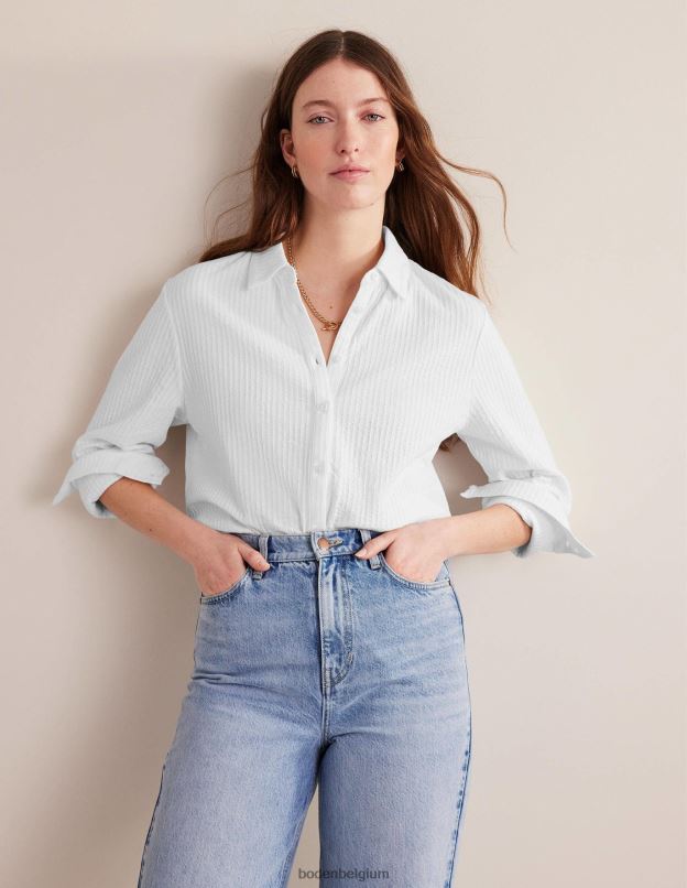 femmes Boden blanc chemise en jersey texturé vêtements Z42D01252
