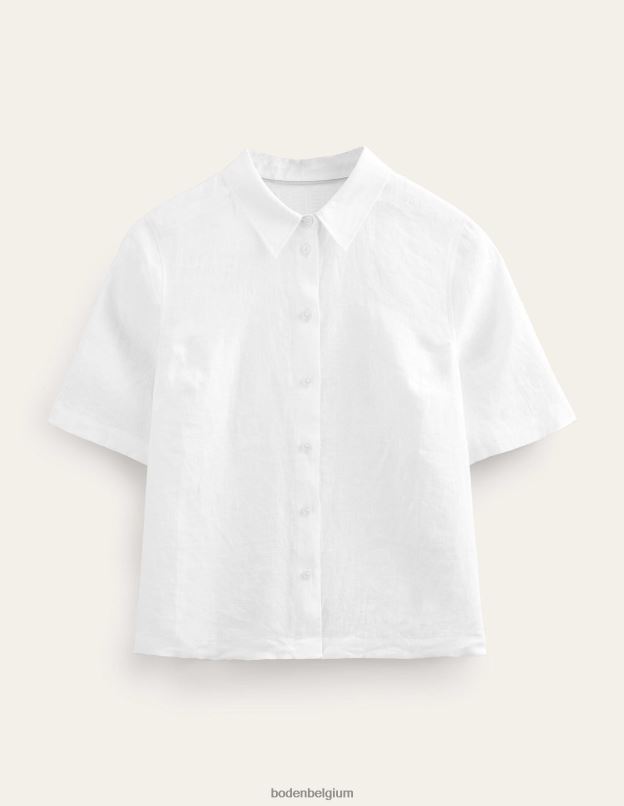 femmes Boden blanc chemise en lin à manches courtes vêtements Z42D02566