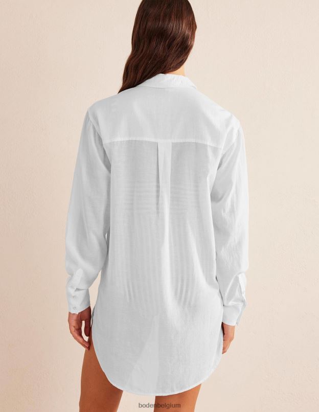 femmes Boden blanc chemise longue de vacances vêtements Z42D02187