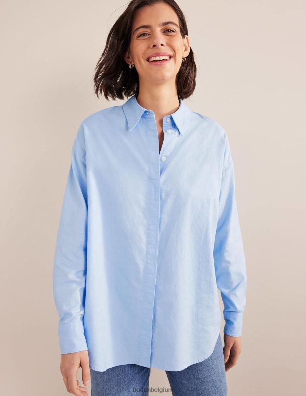 femmes Boden chambray oxford chemise oversize en coton vêtements Z42D01276