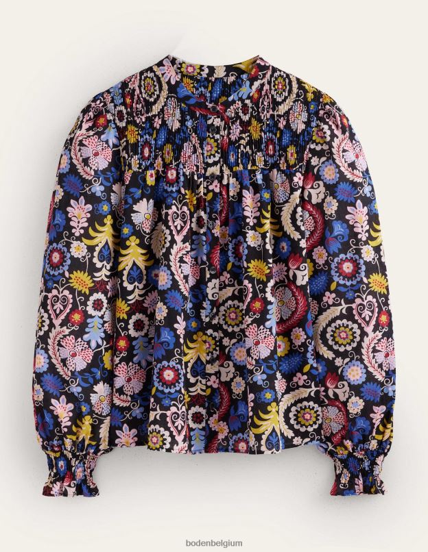 femmes Boden charme multi & tropique blouse en coton à empiècement smocké vêtements Z42D01413