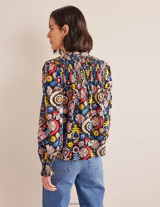 femmes Boden charme multi & tropique blouse en coton à empiècement smocké vêtements Z42D01413