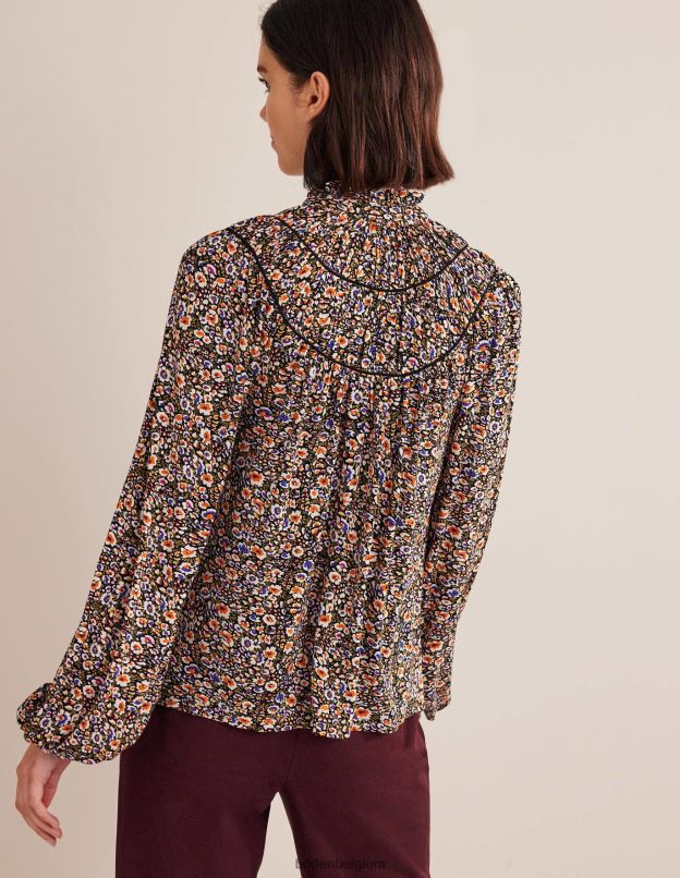 femmes Boden floraison multi et eden chemise en jersey à empiècement froncé vêtements Z42D02222