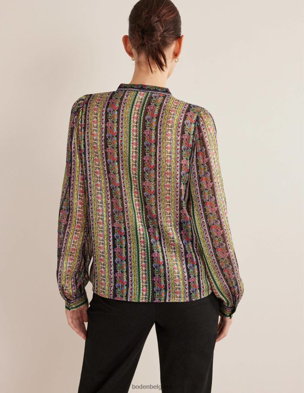 femmes Boden floraison multiple et œillet chemise imprimée à volants vêtements Z42D01858