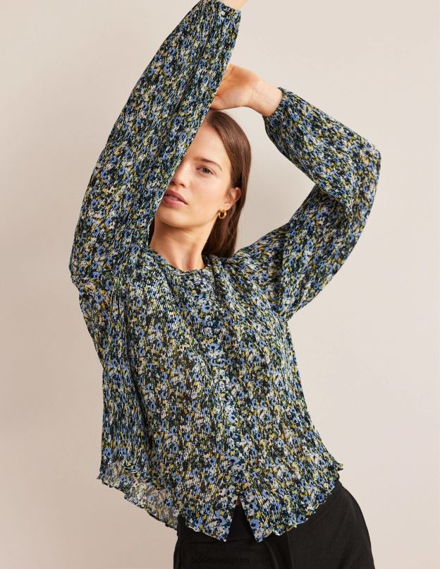 femmes Boden graines de lin et fleuron pictural blouse plissée vêtements Z42D01682